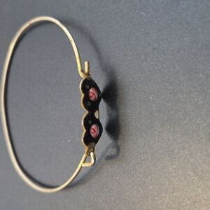 Gold and Black Bangle with Rose Detail